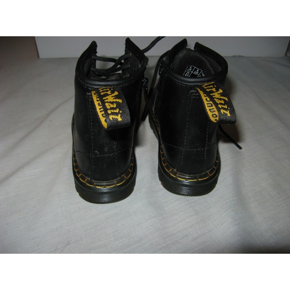 Dr Martens Boots Youth Size 9 Black Leather Zip Zavala T Lace Up Combat Kids - Picture 4 of 6